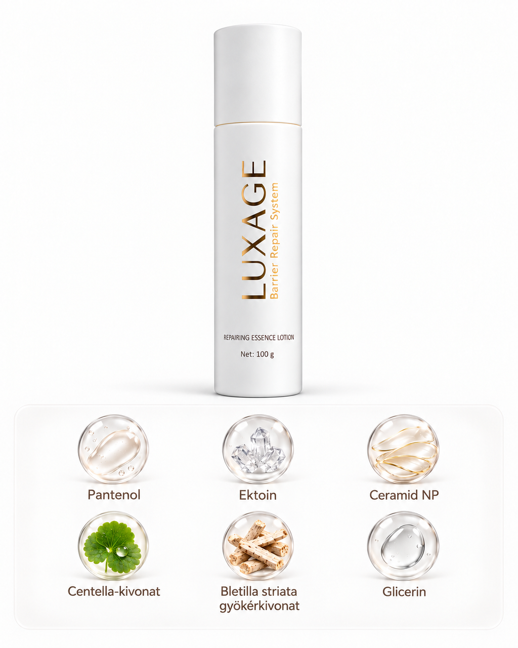 LUXAGE™  Repairing Essence Lotion hidratáló arcápoló a bőr nedvességtartalmának, komfortérzetének és természetes védőrétegének támogatására