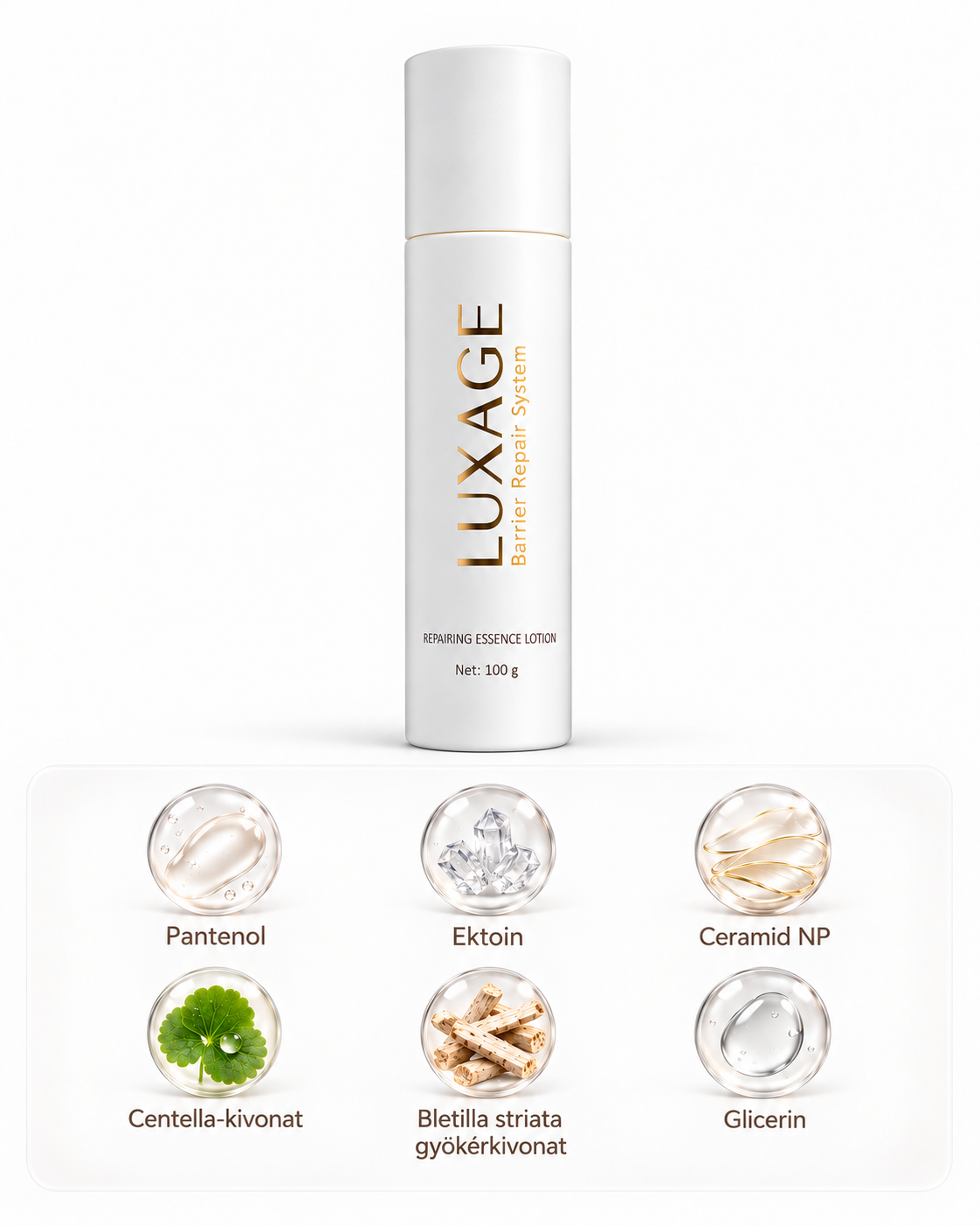 LUXAGE™  Repairing Essence Lotion hidratáló arcápoló a bőr nedvességtartalmának, komfortérzetének és természetes védőrétegének támogatására