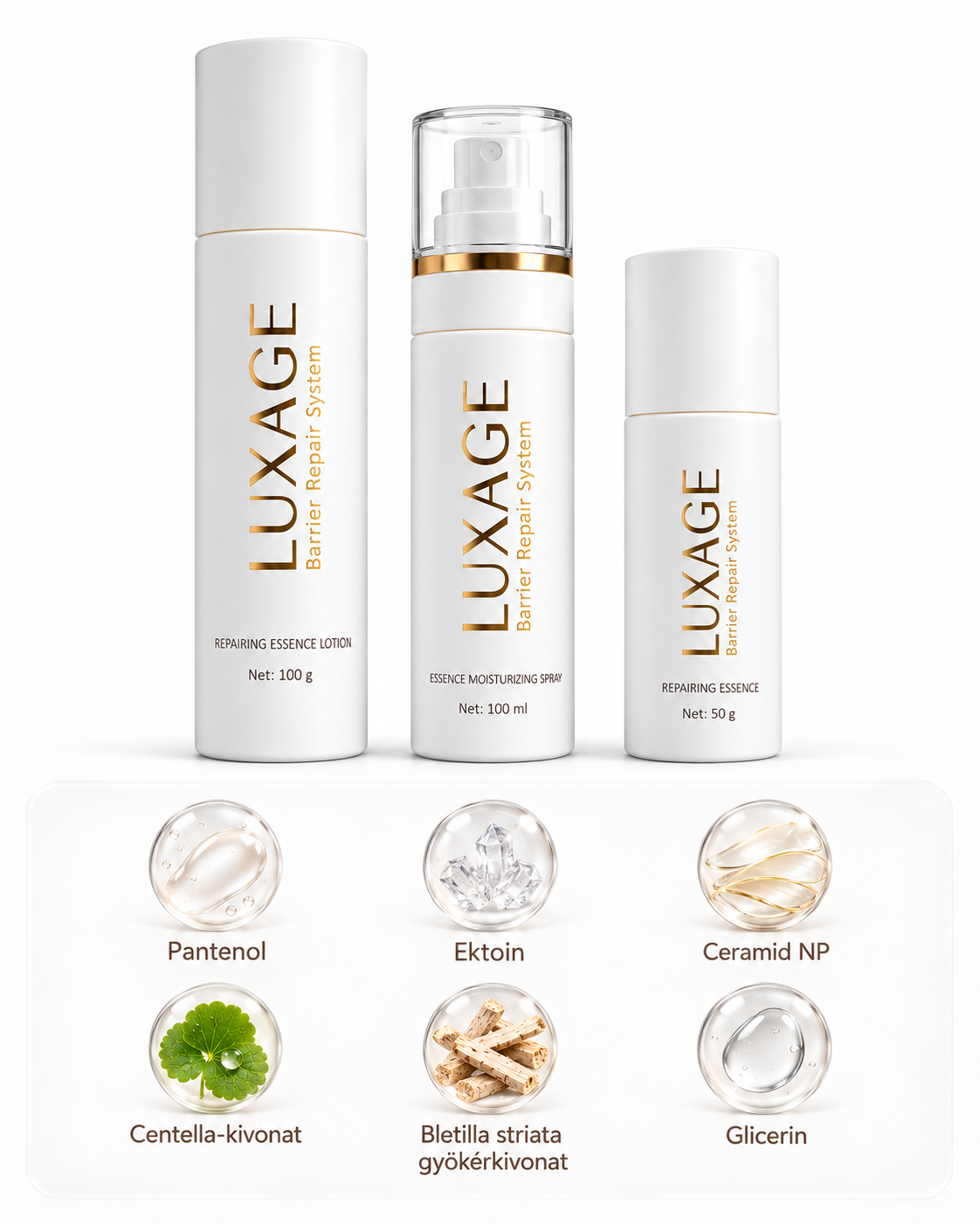 LUXAGE™ Barrier Repair System hidratáló arcápolási rutin bőrbarriert támogató összetevőkkel